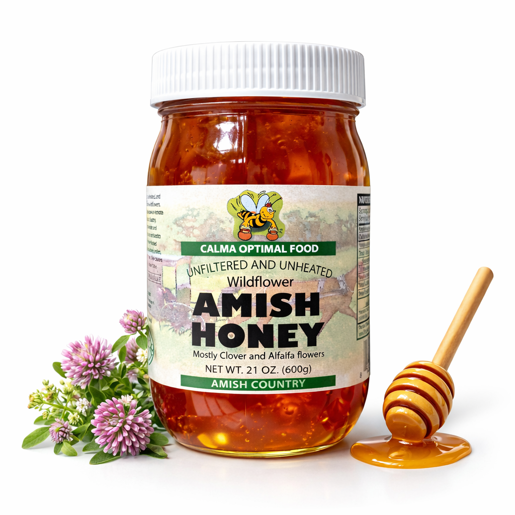 Calma Optimal Food Amish Wildflower Honey Unfiltered and Unheated 21.2 oz (600 g)