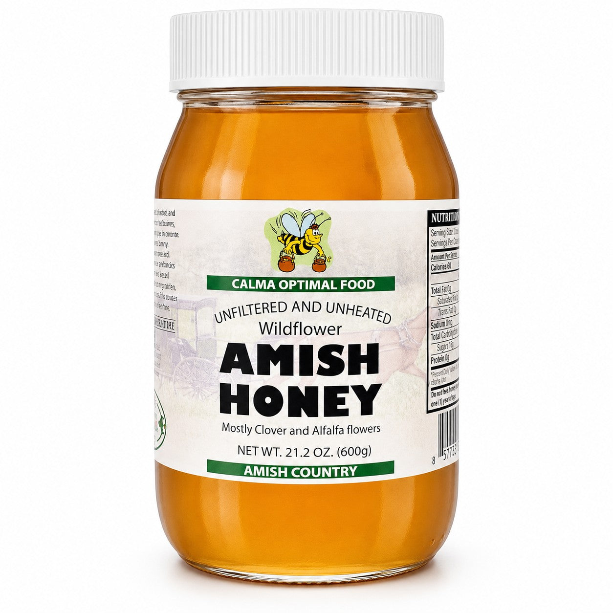 Calma Unfiltered Wildflower Amish Honey 21 oz / 600 g Jar