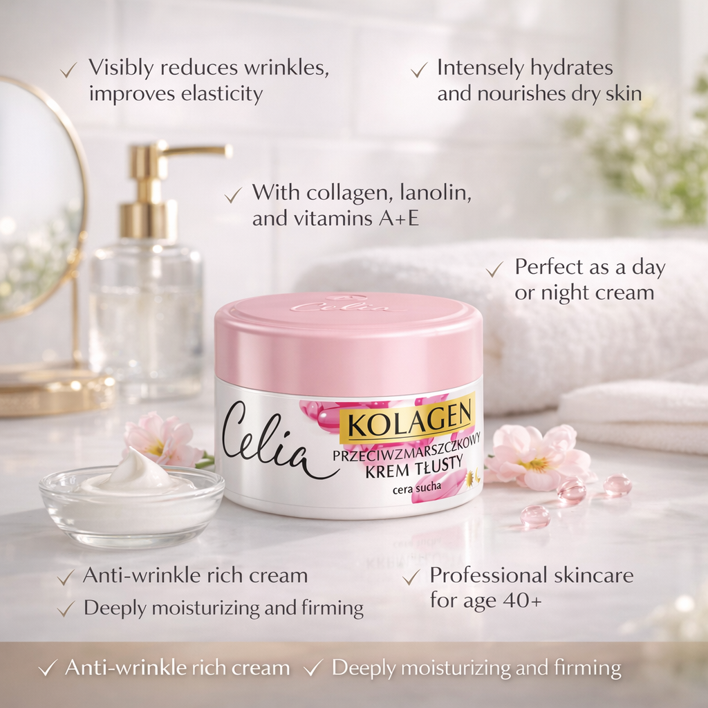 Celia Collagen Anti-Wrinkle Rich Cream - Dry Skin - Intensive Nourishing Formula 50ml Benefits