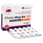 Chela Mag B6 D3 by Olimp Labs 30 capsules with chelated magnesium, vitamin D3, B6, and K2 supplement for muscle, bone, and immune support blister pack