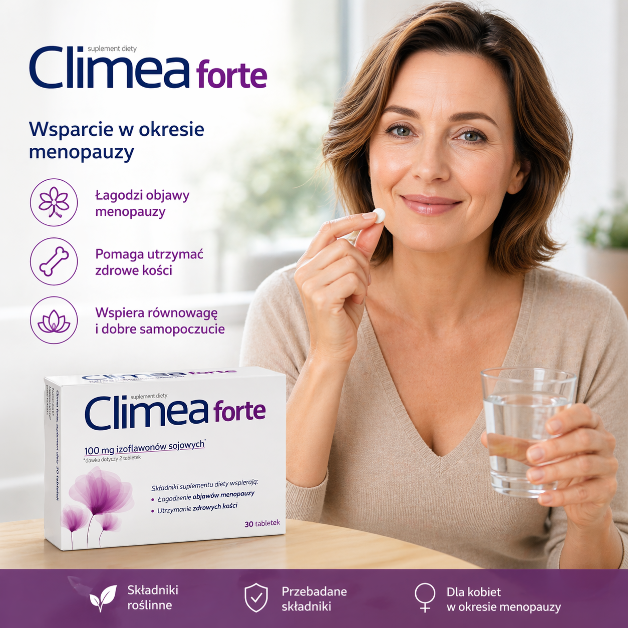 Climea Forte 100mg Soy Isoflavones Menopause Support and Bone Health 30 Tablets Lifestyle