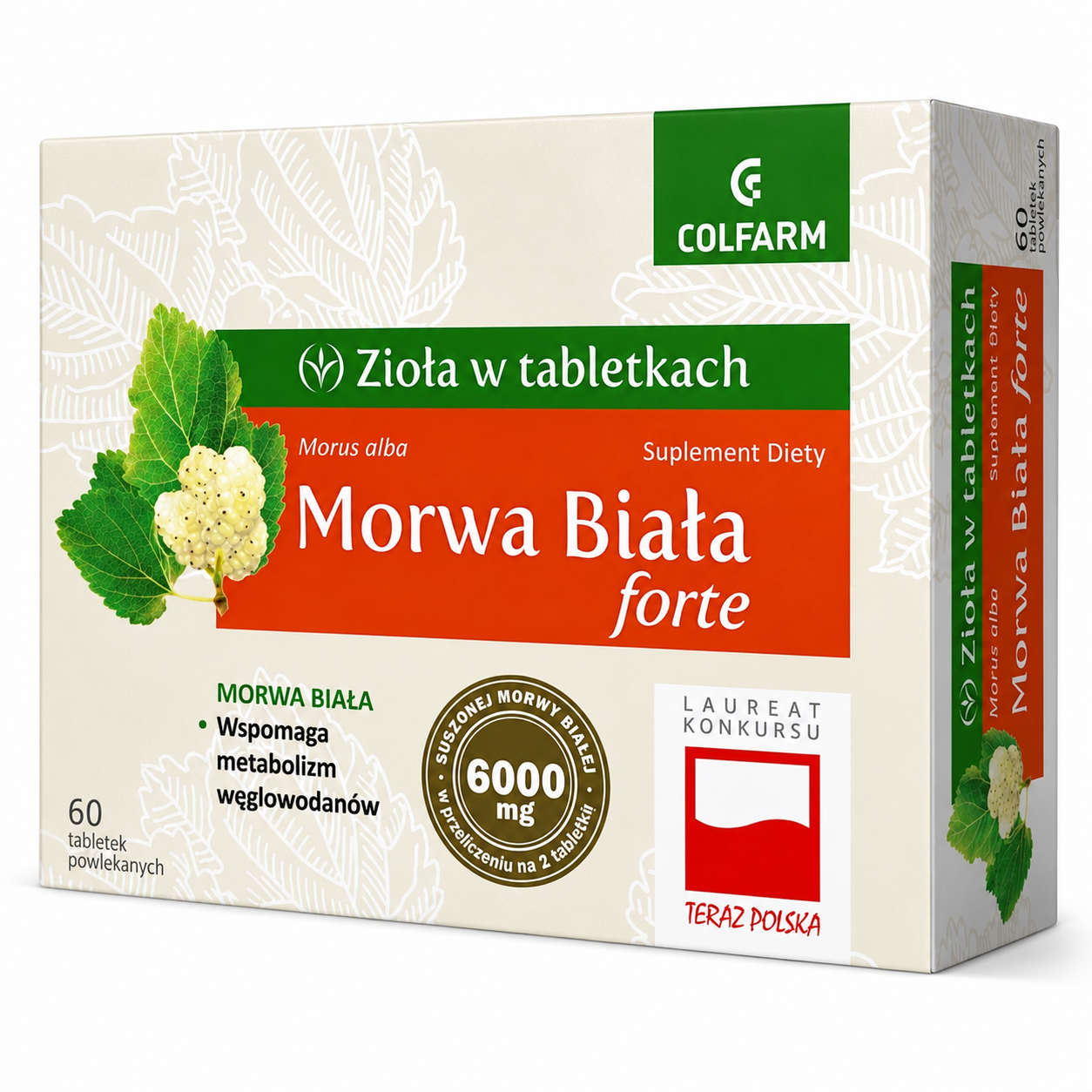 Colfarm Morwa Biała Forte 6000 mg 60 tablets white mulberry leaf supplement for carbohydrate metabolism support