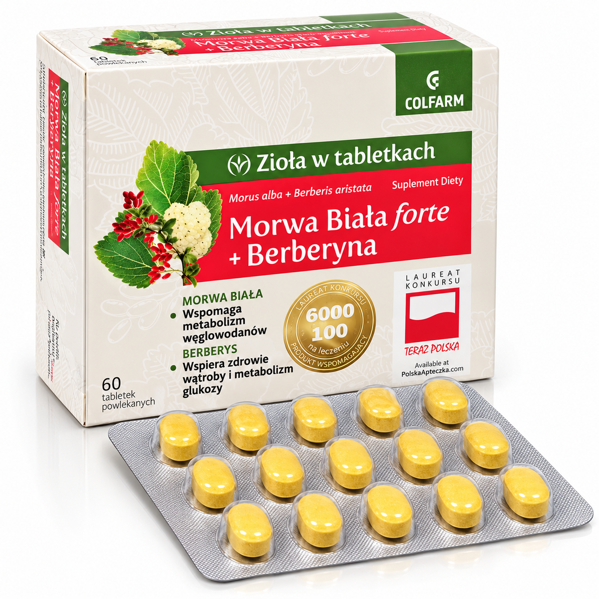 Colfarm White Mulberry Forte with Berberine 100 mg glucose and carbohydrate metabolism support 60 tablets