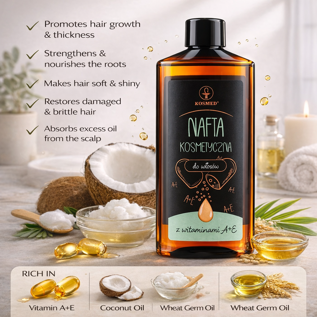 Cosmetic Kerosene Hair Oil Kosmed Vitamin A E 150ml ingredients
