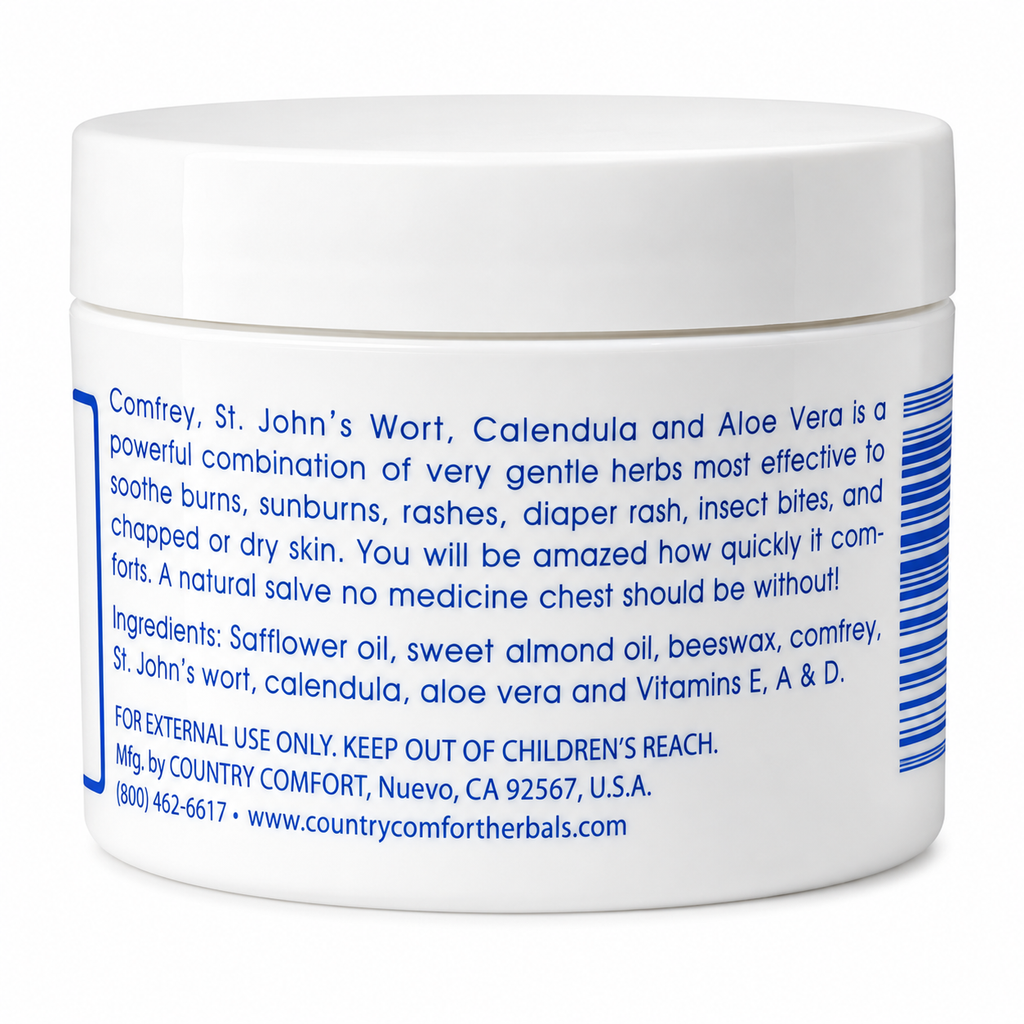 Country Comfort Herbal Savvy Comfrey Aloe Vera Salve 2 oz Ingredients