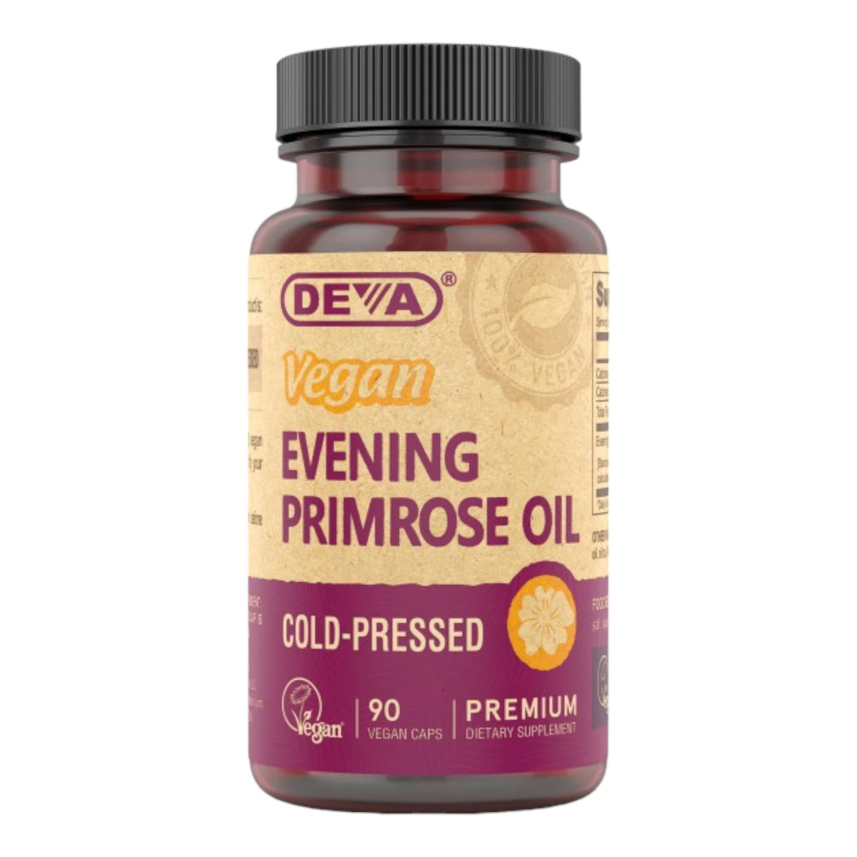 DEVA Vegan Evening Primrose Oil cold-pressed GLA omega-6 dietary supplement 90 vegan capsules main