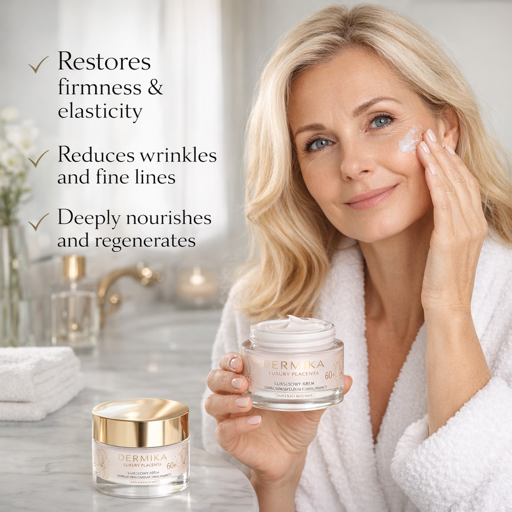 Dermika Luxury Placenta 60+ Rebuilding and Smoothing Face Cream Day/Night 50ml benefits