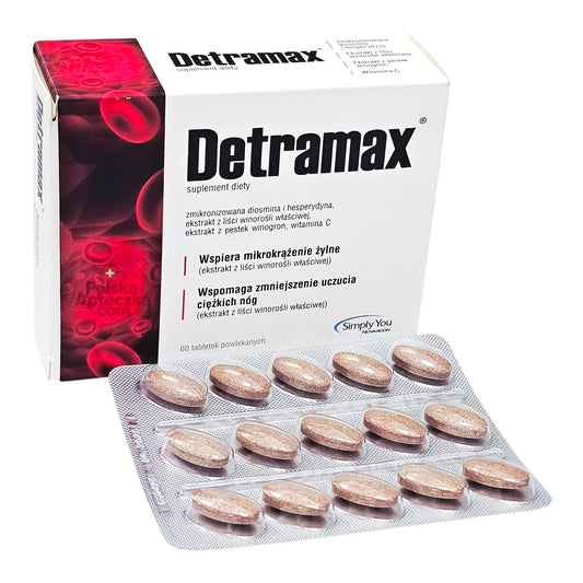 Detramax supplement for vein health and heavy legs support blister pack