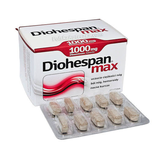 Diohespan Max 1000mg box 60 tablets for vein circulation support blister pack