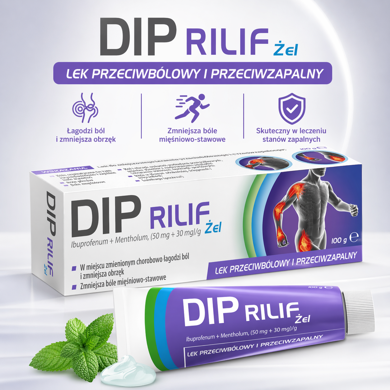 Dip Rilif Gel Ibuprofen Menthol Pain Relief 100g