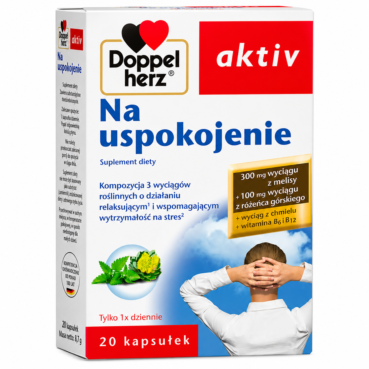 Doppelherz Aktiv Calm Support Stress Relief Capsules with Lemon Balm & Rhodiola 20 Capsules