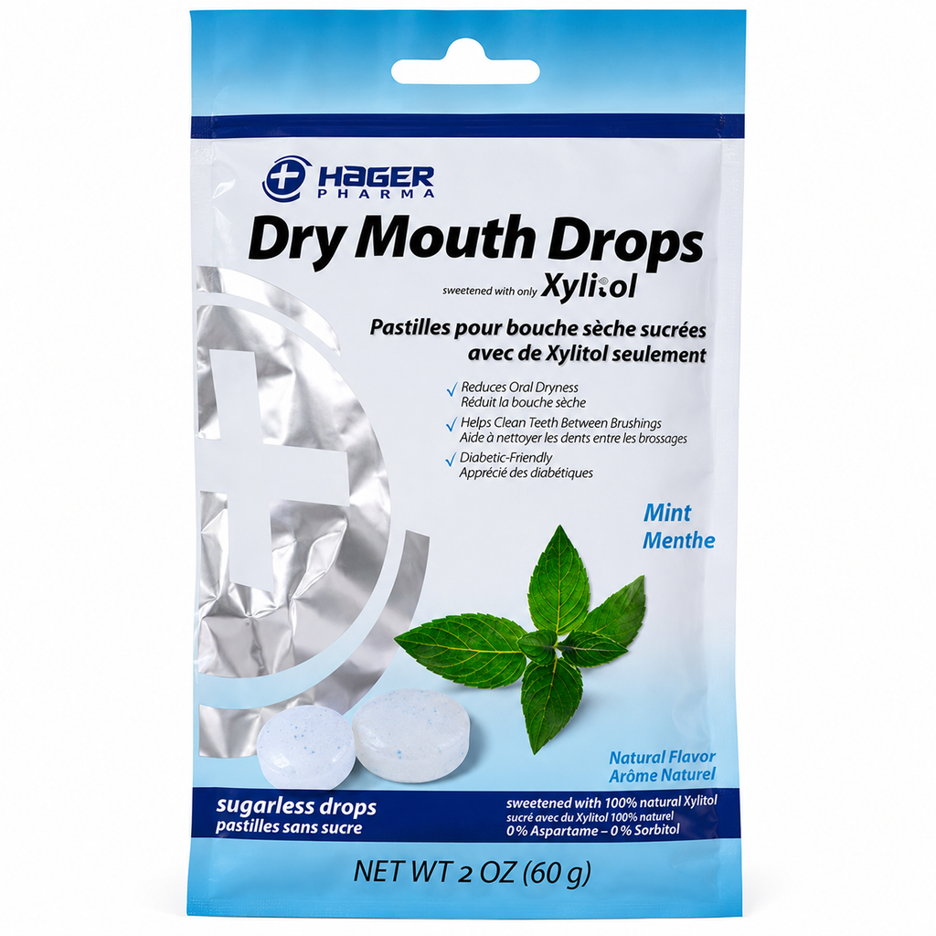 Dry Mouth Drops Mint Xylitol Sugar Free 60g Hager