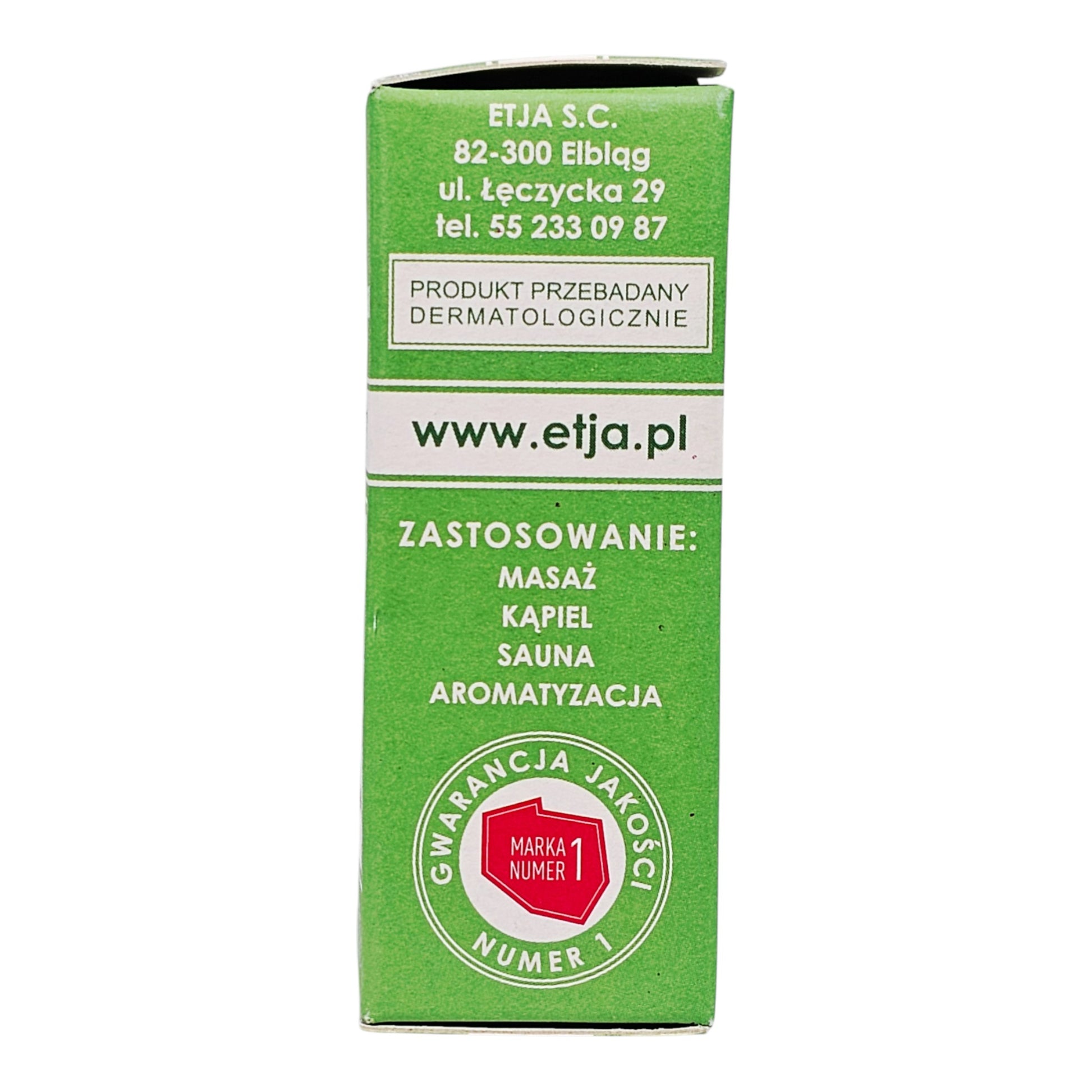 Etja Natural Siberian Fir Essential Oil Olejek Pichtowy 10ml other side