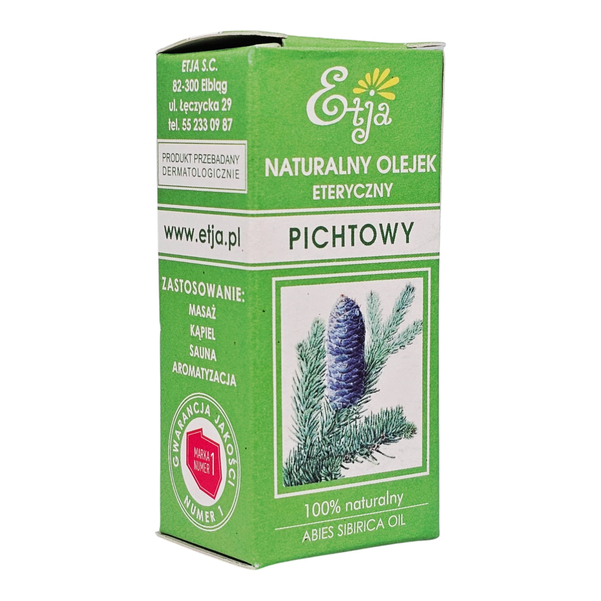 Etja Natural Siberian Fir Essential Oil Olejek Pichtowy 10ml side