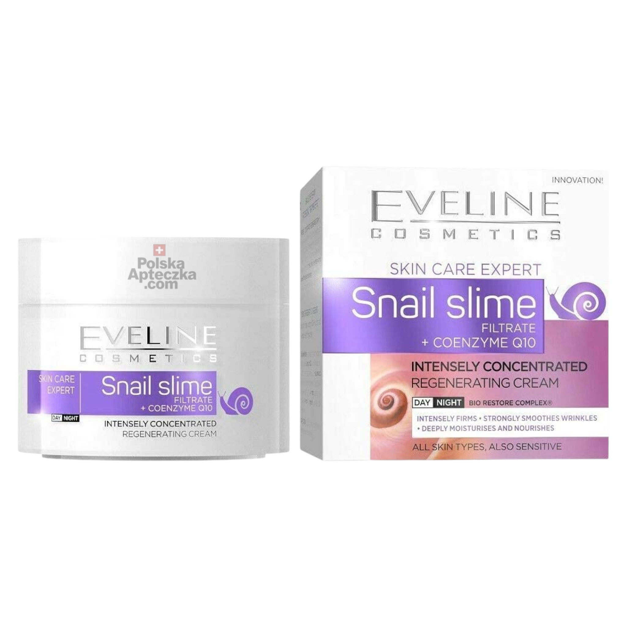 Eveline Cosmetics Snail Slime Coenzyme Q10 Day and Night Cream 50ml jar and box