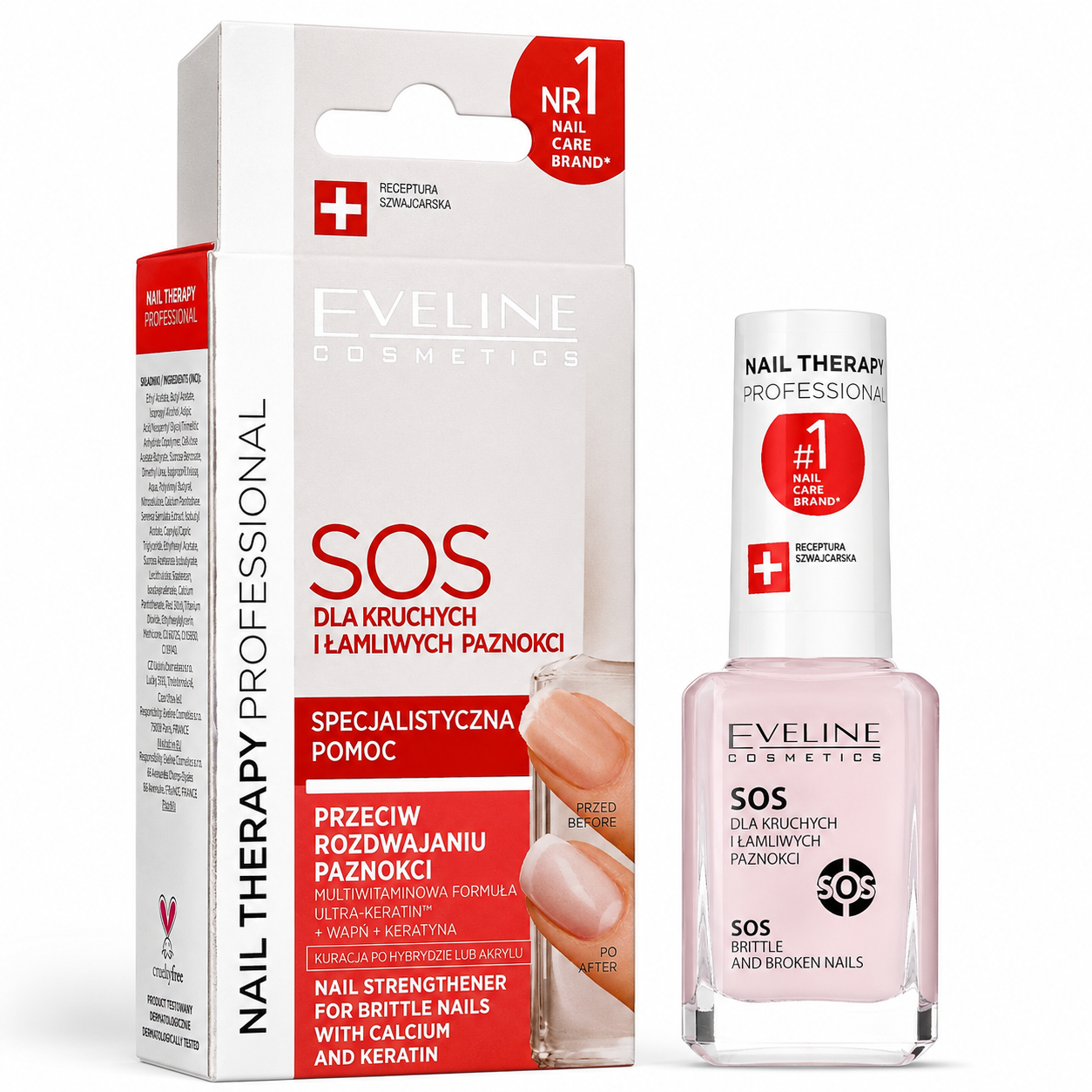 Eveline Nail Therapy Professional SOS nail strengthener for brittle splitting nails with keratin and calcium