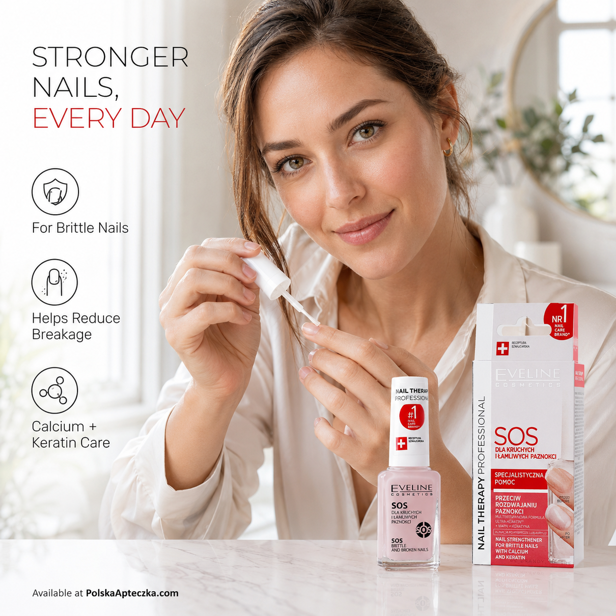 Eveline Nail Therapy Professional SOS nail strengthener for brittle splitting nails with keratin and calcium Polska Apteczka