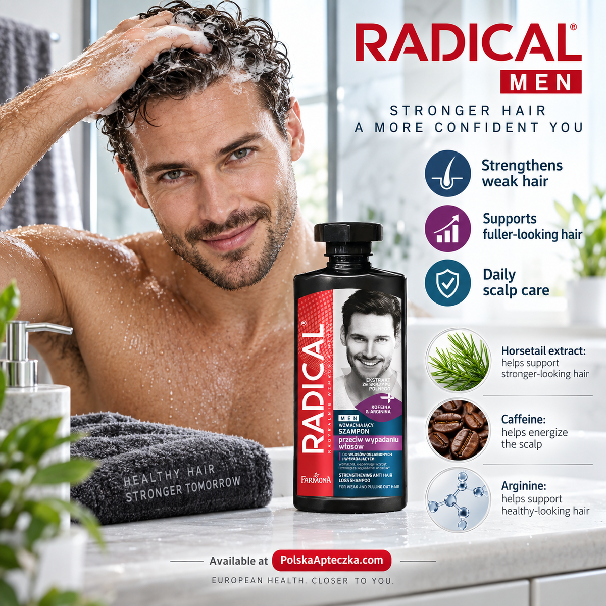 Farmona Radical Men Anti-Hair Loss Shampoo with Caffeine, Arginine & Horsetail 400ml lifestyle