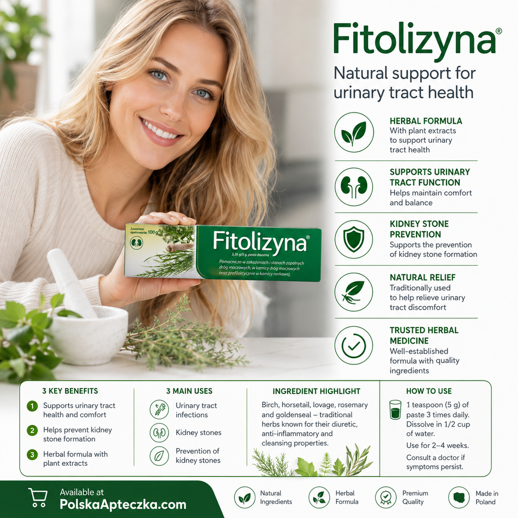 Fitolizyna Oral Paste 100g for Urinary Tract Support inforaphic