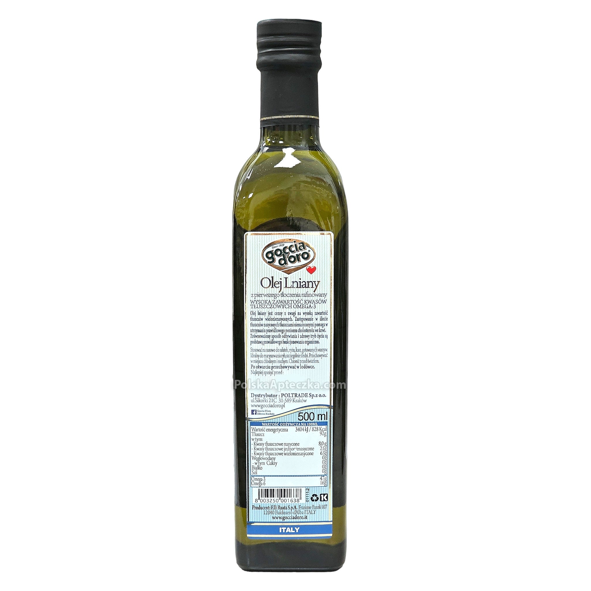 Flaxseed Oil Rich in Omega-3 500ml Goccia d’Oro ingredients