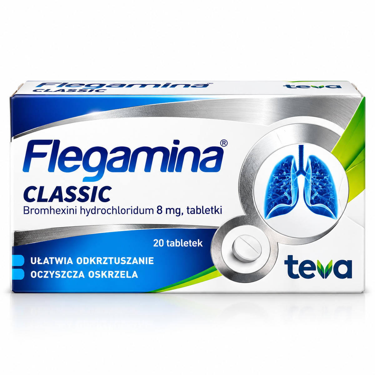 Flegamina Classic 8 mg bromhexine expectorant tablets for productive cough and mucus relief 20 tablets