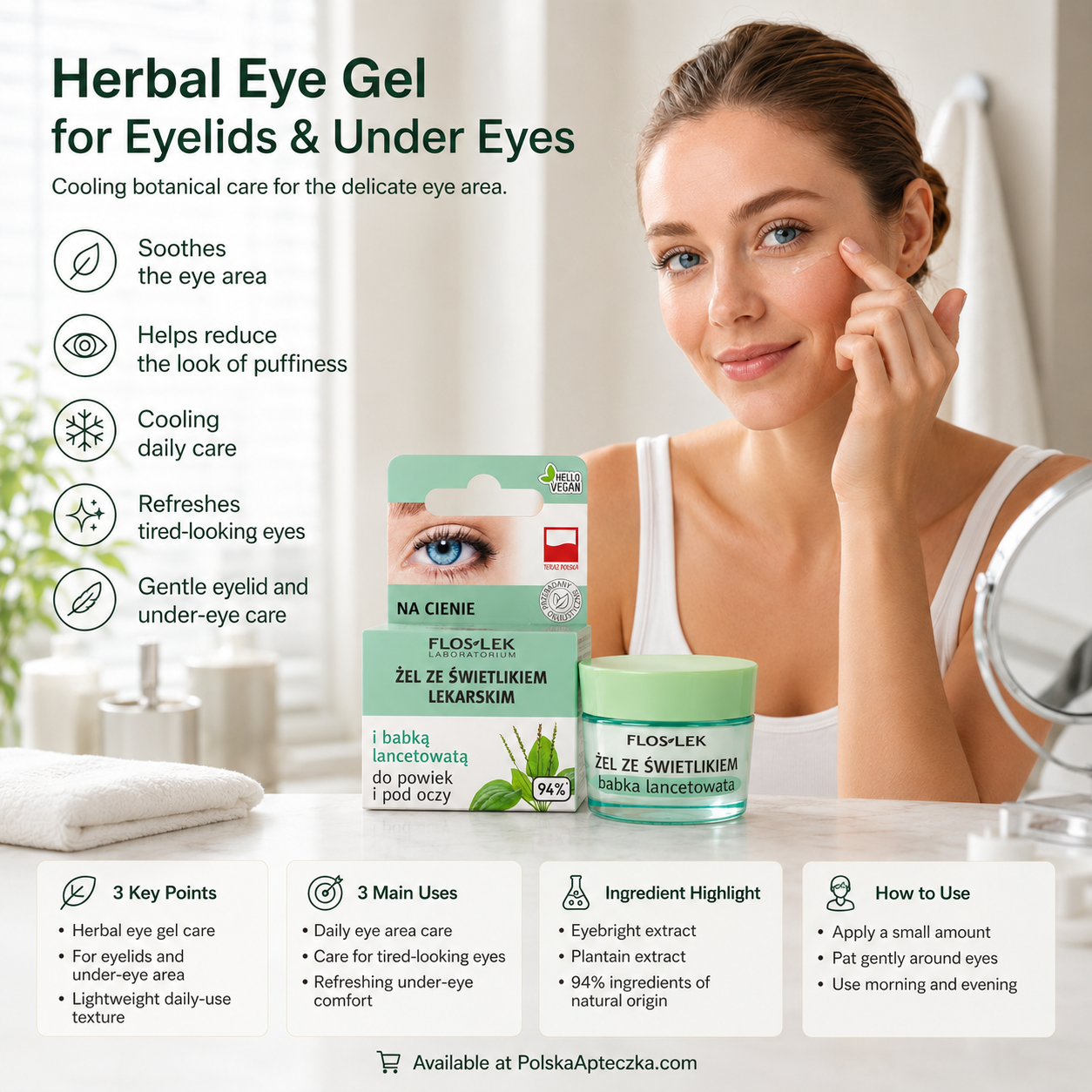 Floslek Eyebright & Plantain Eye Gel 10g Infographic