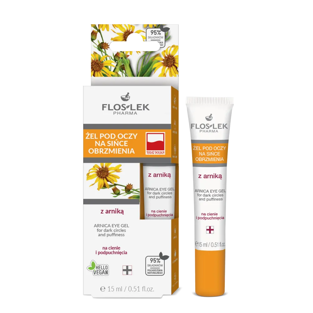 Floslek Pharma Arnica Plus Lid & Under Eye Gel 15 ml for Puffiness, Dark Circles & Tired Eyes 15 ml