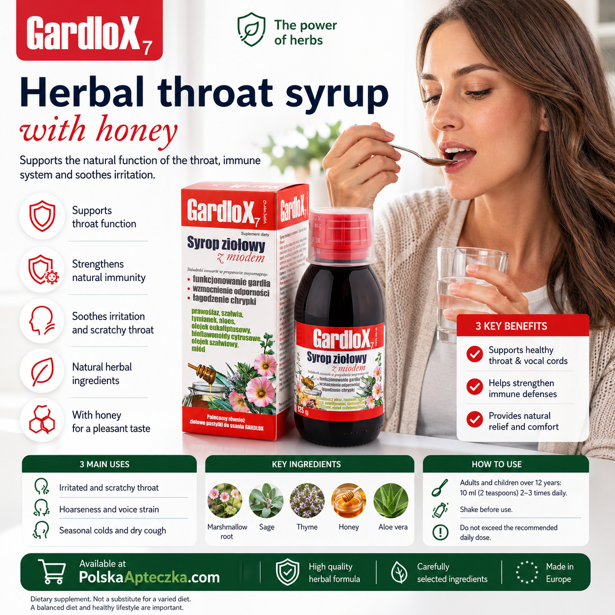 GardloX Herbal Throat Syrup with Honey 125g Instructions