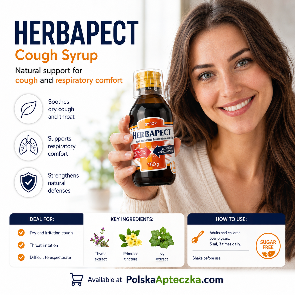 Herbapect Syrup for Dry and Wet Cough Infographic