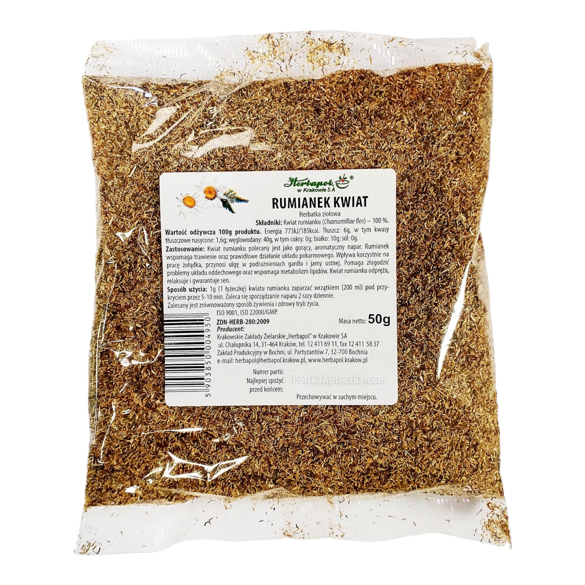 Herbapol Rumianek Kwiat 50g Chamomile Flower Herbal Tea for Relaxation and Digestion