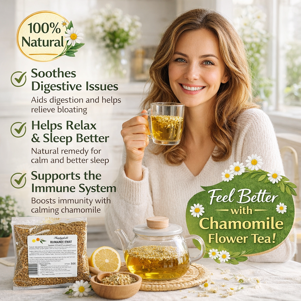 Herbapol Rumianek Kwiat 50g Chamomile Flower Herbal Tea for Relaxation and Digestion Benefits