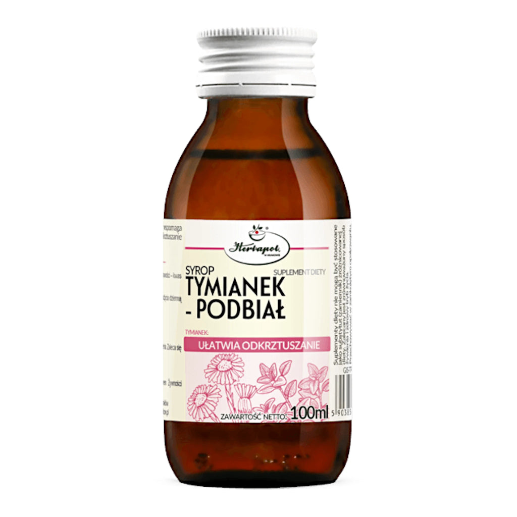 Herbapol Tymianek Podbiał herbal syrup 100ml for throat and respiratory support