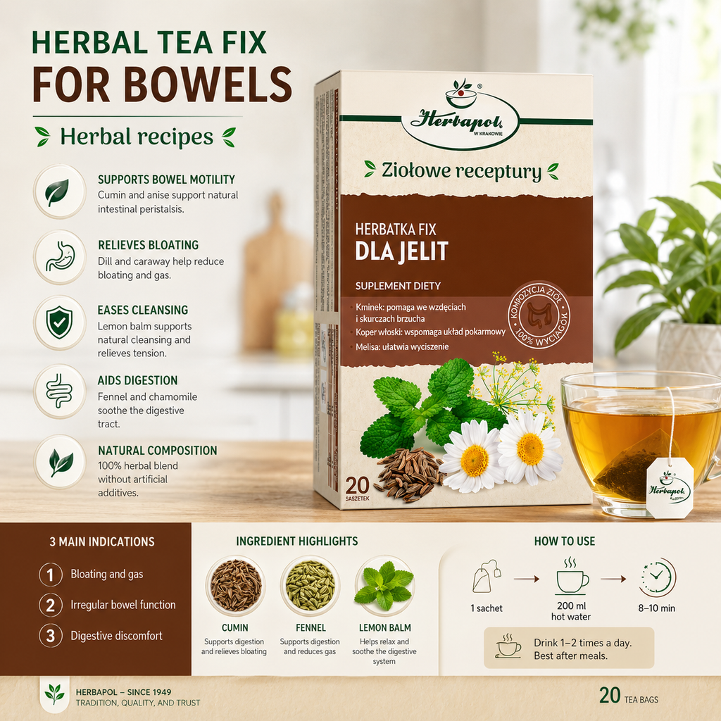 Herbapol herbal tea for digestion Dla Jelit 20 sachets Poland benefits