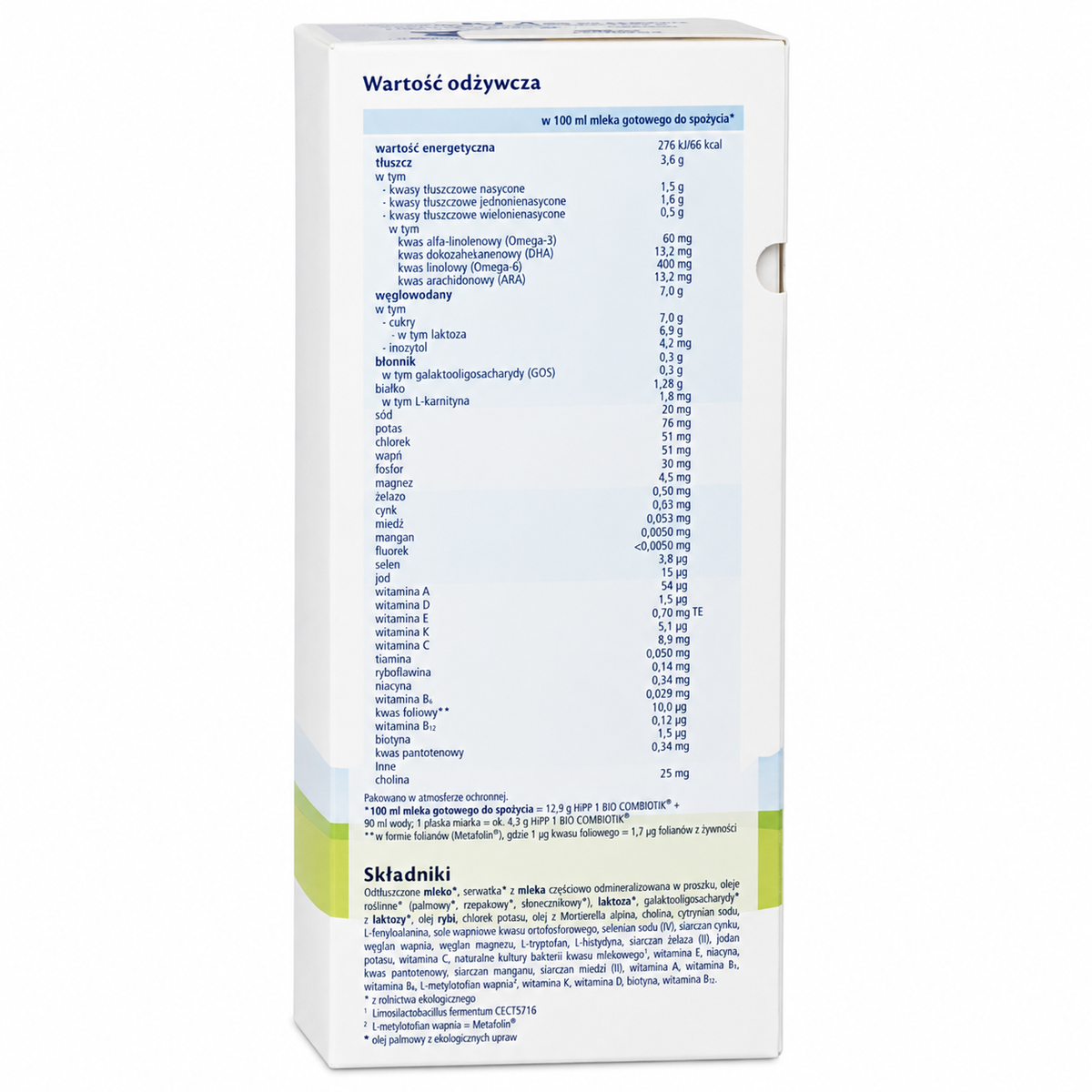 HiPP 1 BIO COMBIOTIK Organic Infant Formula Stage 1 from Birth 550g Ingredients