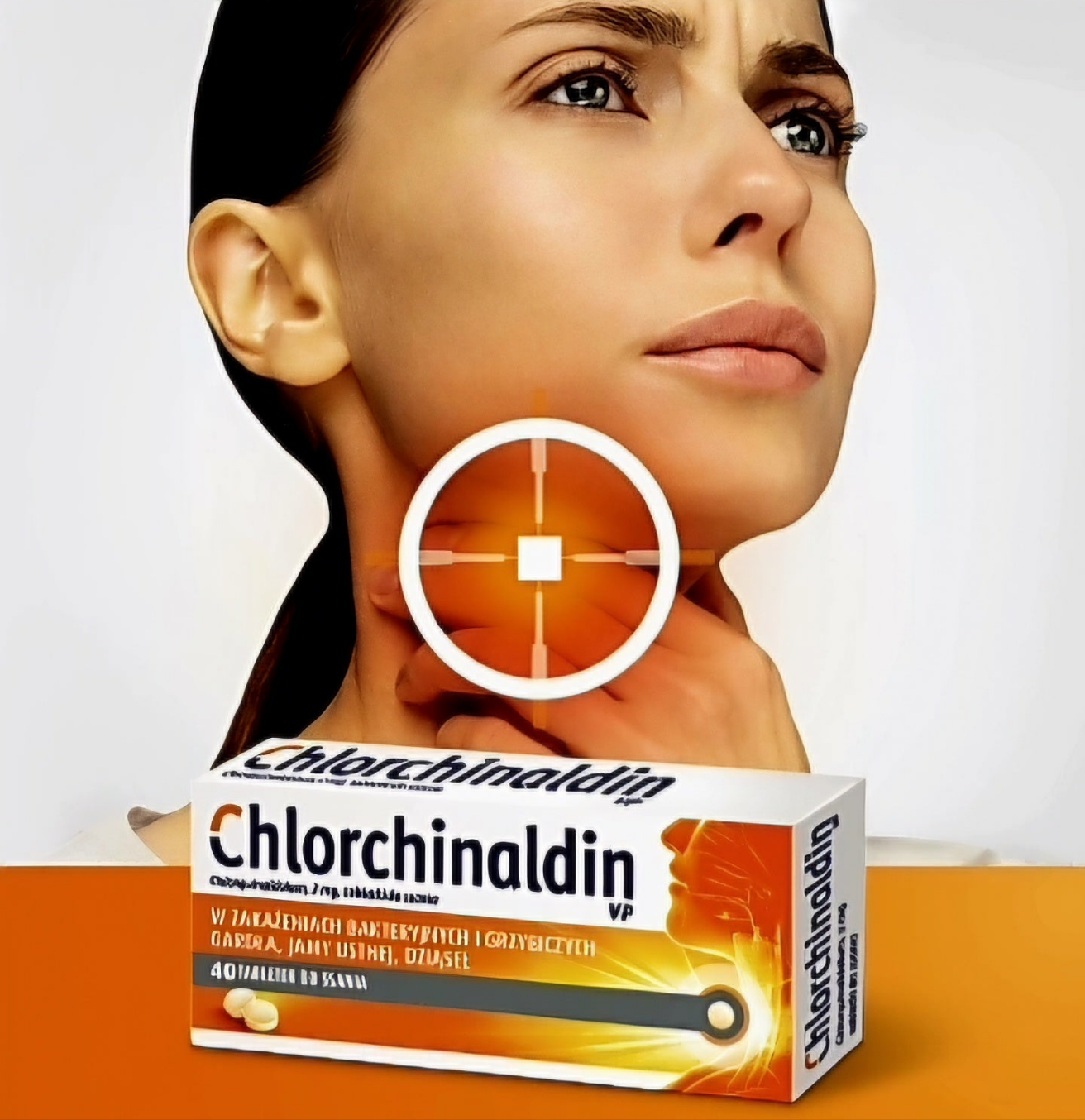 Chlorchinaldin tableteki do ssania o smaku czarnej porzeczki, 20 tabletek