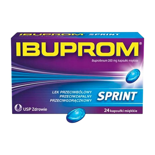 Ibuprom Sprint 200mg Soft Capsules 24 Count Box