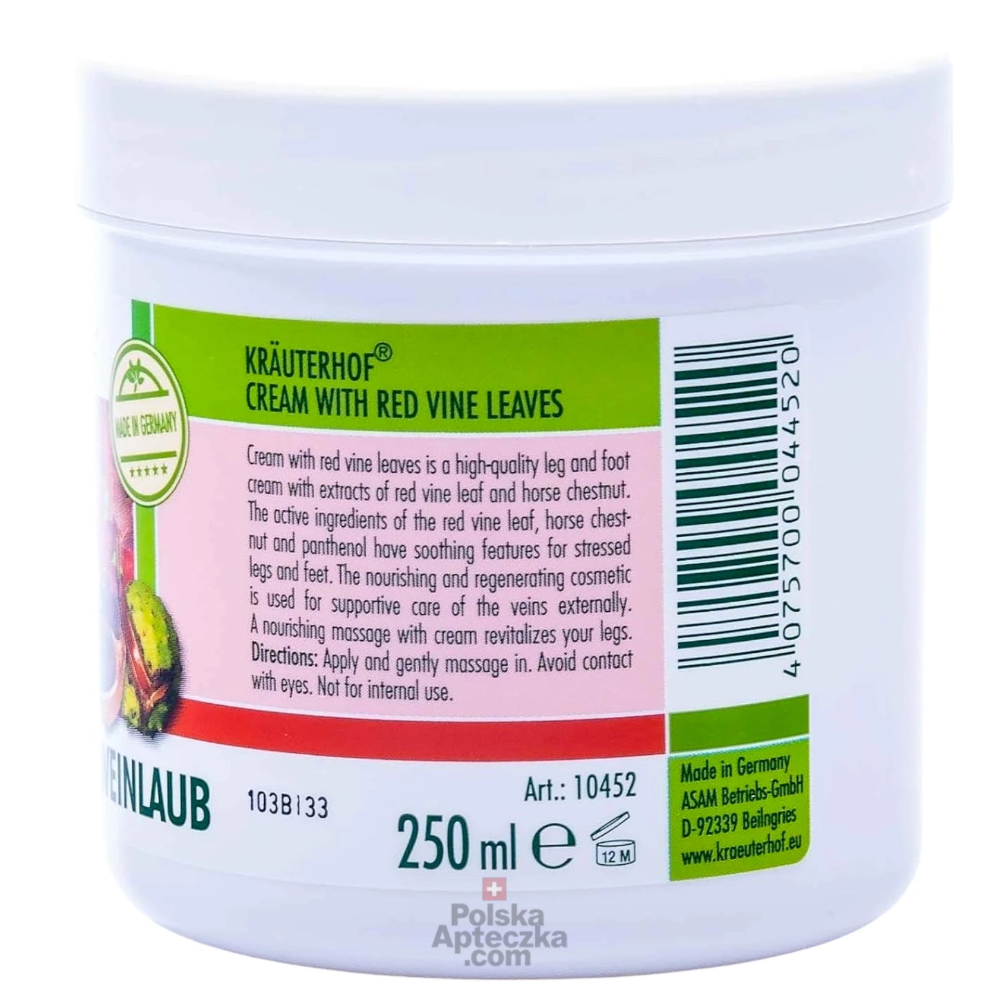 Krauterhof Red Vine Leaf Cream 250ml