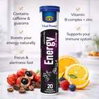 Vital Power Energy Effervescent Tablets Blackcurrant Flavor 20 Tablets Kruger benefis