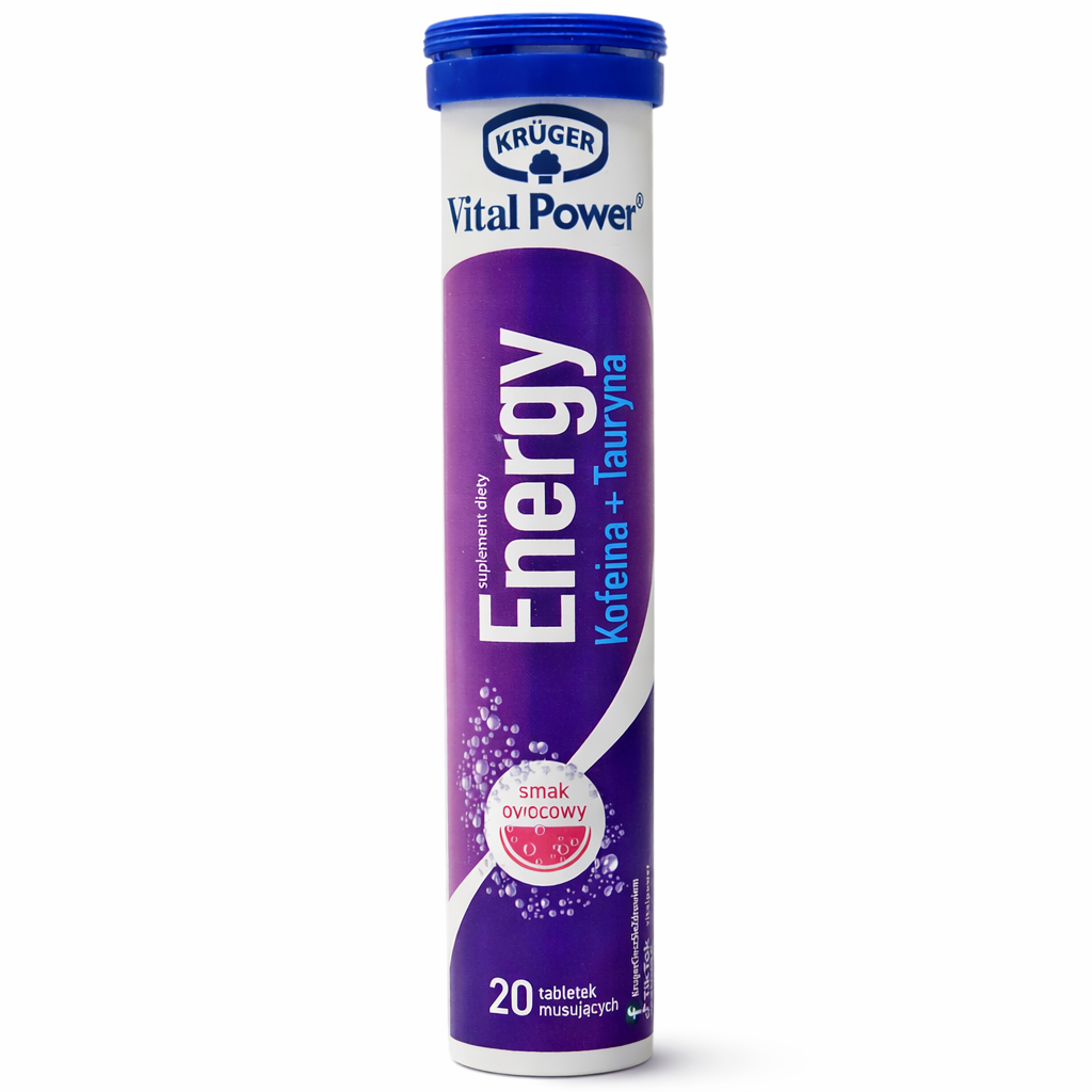 Kruger Vital Power Energy Effervescent Tablets Fruit Flavor 20 Tablets