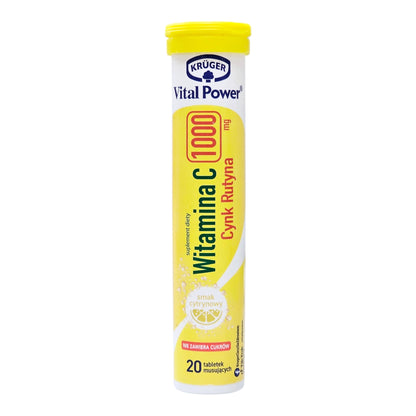 Kruger Vital Power Vitamin C 1000mg  Zinc  Rutin Effervescent Tablets  20 Tablets