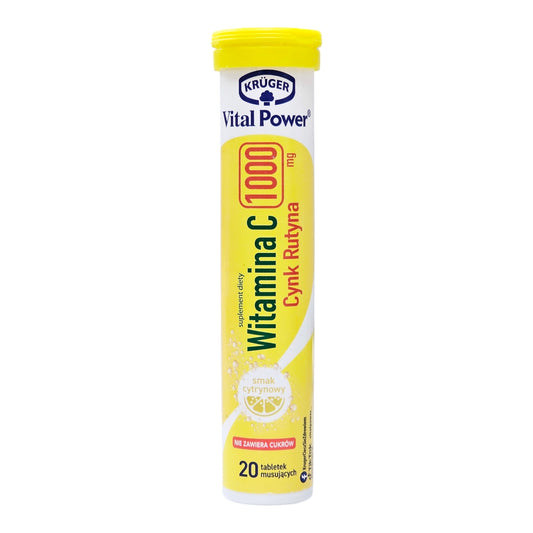 Kruger Vital Power Vitamin C 1000mg  Zinc  Rutin Effervescent Tablets  20 Tablets