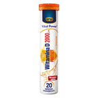 Kruger Vital Power Vitamin D3 2000 IU Effervescent Tablets Lemon Flavor 20 count tube