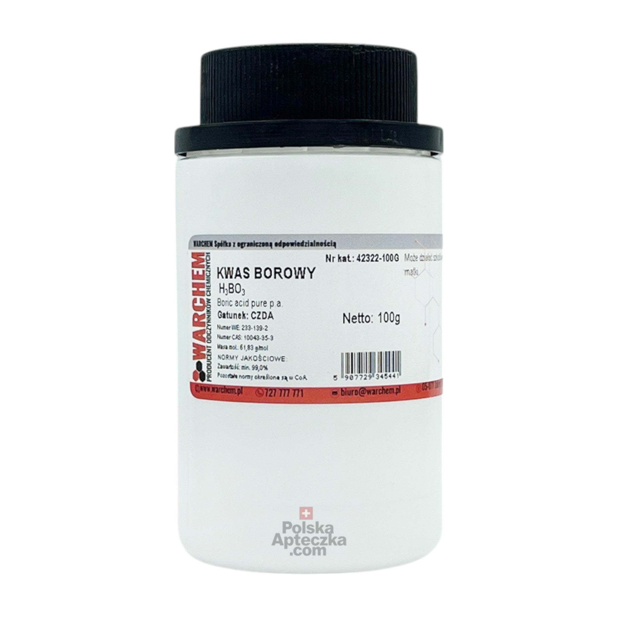 Kwas Borowy 100g – pure boric acid powder in HDPE container by Marchem