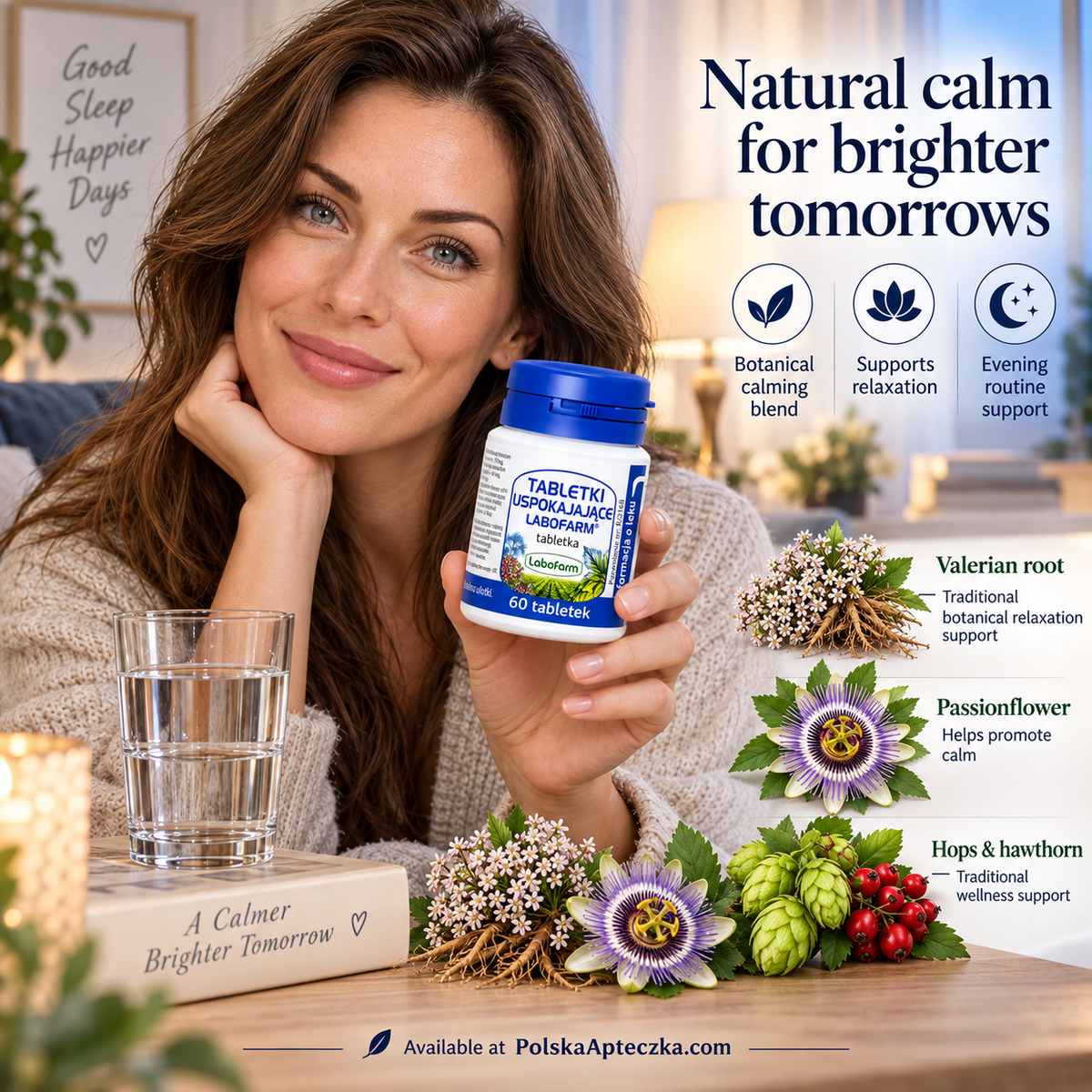 Labofarm Calming Tablets 60 Count Valerian Hops Lemon Balm - Tabletki Uspokajajace Lifestyle
