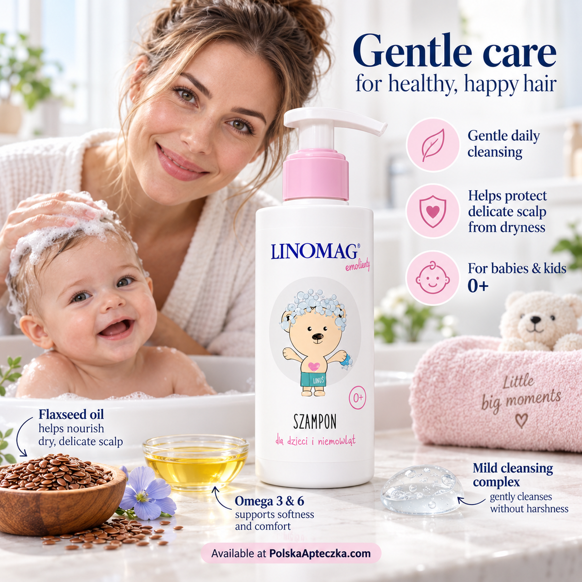 Linomag Emobaby Baby Shampoo 0+ for Infants & Children 200ml Lifestyle