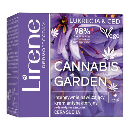 Lirene, Cannabis Garden krem do twarzy intensywnie nawilżający antybakteryjny na dzień 50g
