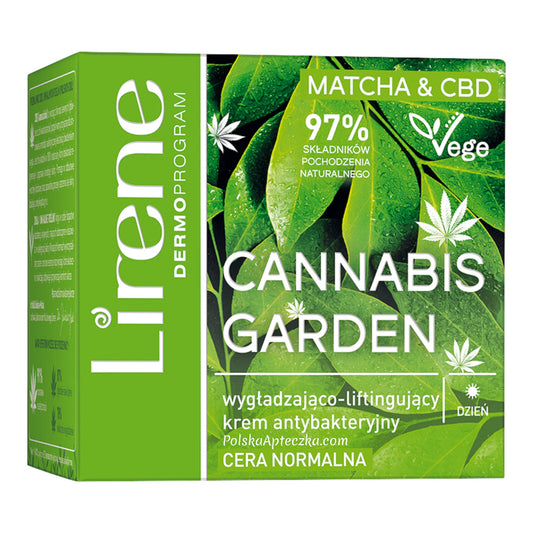Lirene, Cannabis Garden krem do twarzy wygładzająco-liftingujący antybakteryjny cera normalna 50g