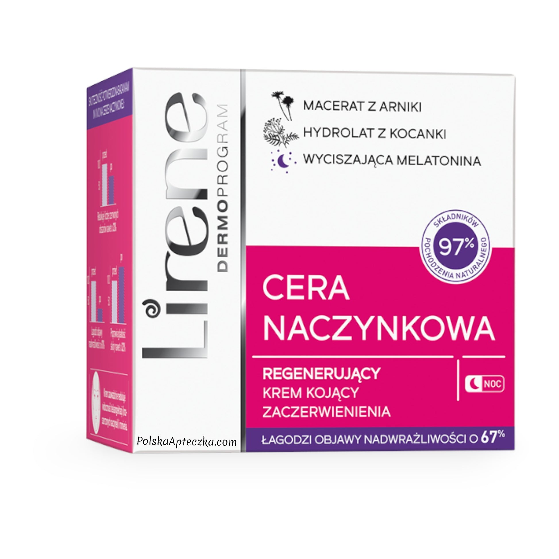 Lirene, Cera Naczynkowa regenerujący krem kojący zaczerwienienia na noc 50ml