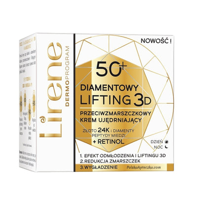 Lirene, Diamentowy Lifting 3D 50+ krem przeciwzmarszczkowy ujędrniający dzień i noc 50ml