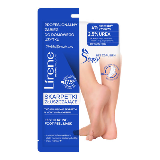 Lirene Exfoliating Foot Peel Mask Socks for dry and cracked feet